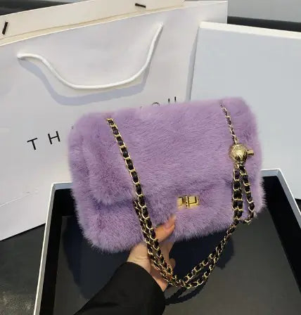 Fashionable Plush Crossbody Shoulder Bag