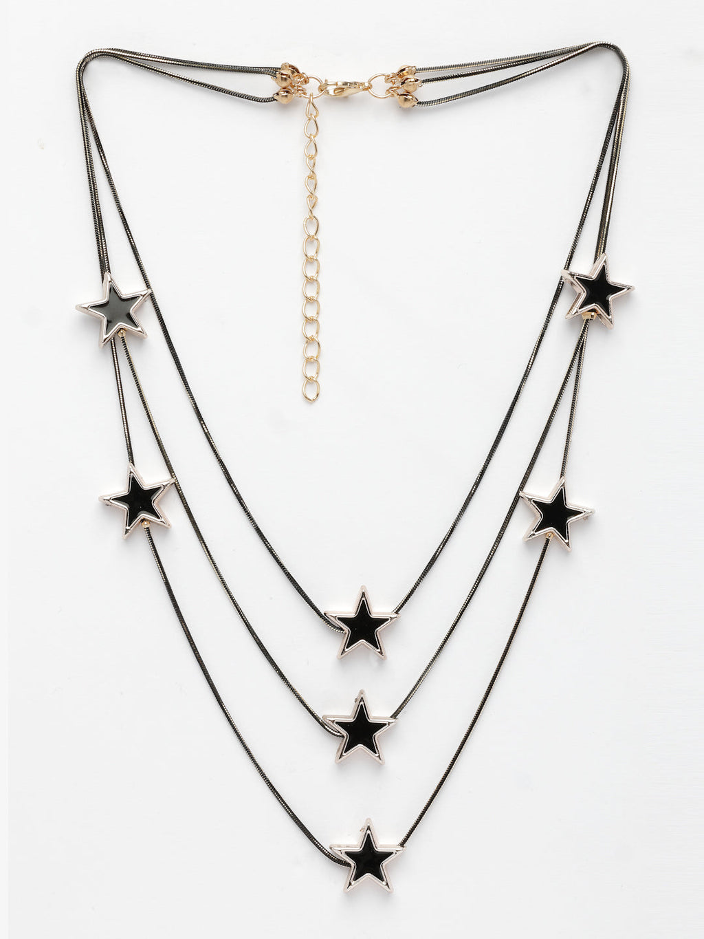 Black Star-Shaped Layered Necklace for Women, Celestial Fashion