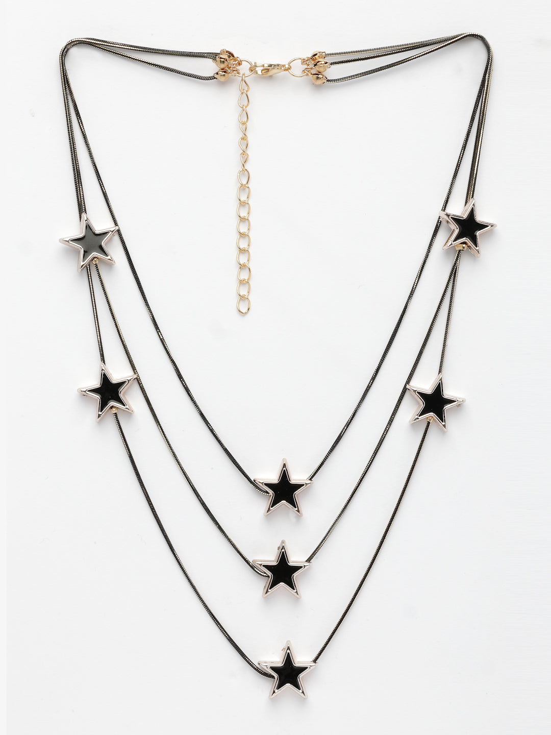 Black Star-Shaped Layered Necklace for Women, Celestial Fashion