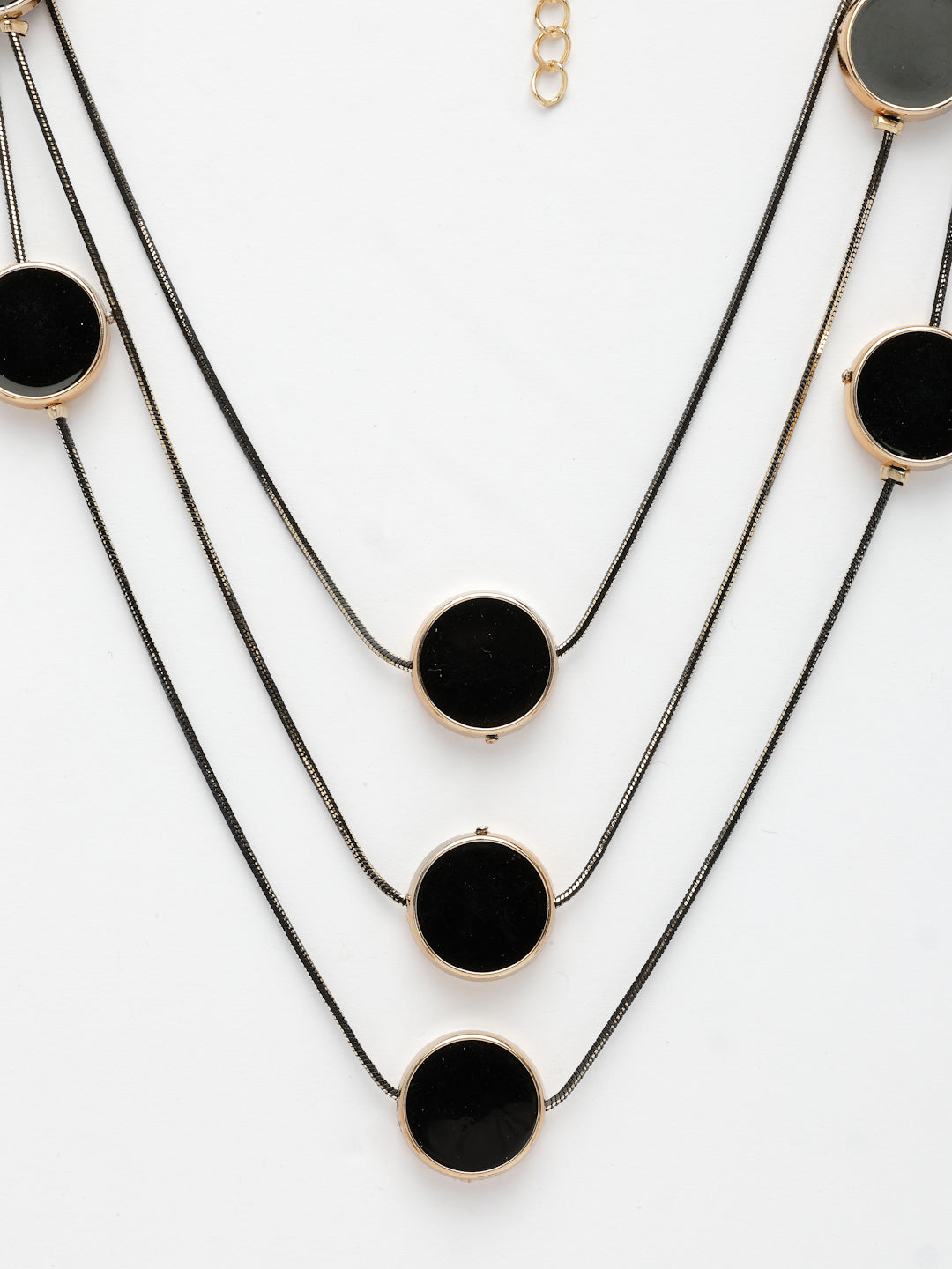 Black Circular Layered Statement Necklace for Women Modern Style