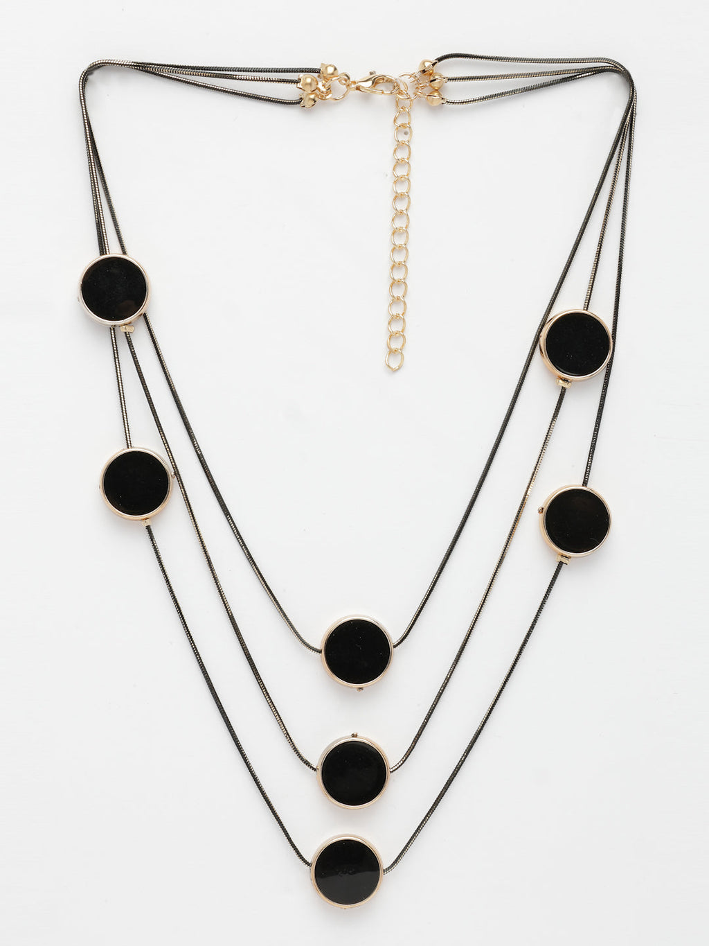 Black Circular Layered Statement Necklace for Women Modern Style