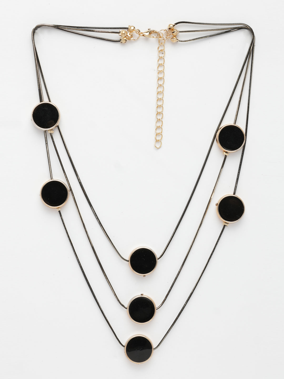 Black Circular Layered Statement Necklace for Women Modern Style