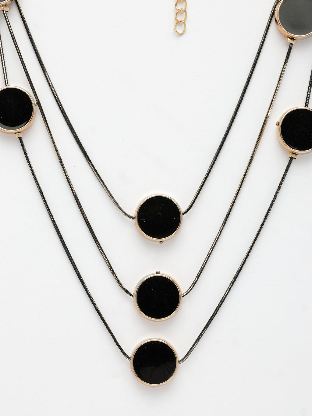 Black Circular Layered Statement Necklace for Women Modern Style