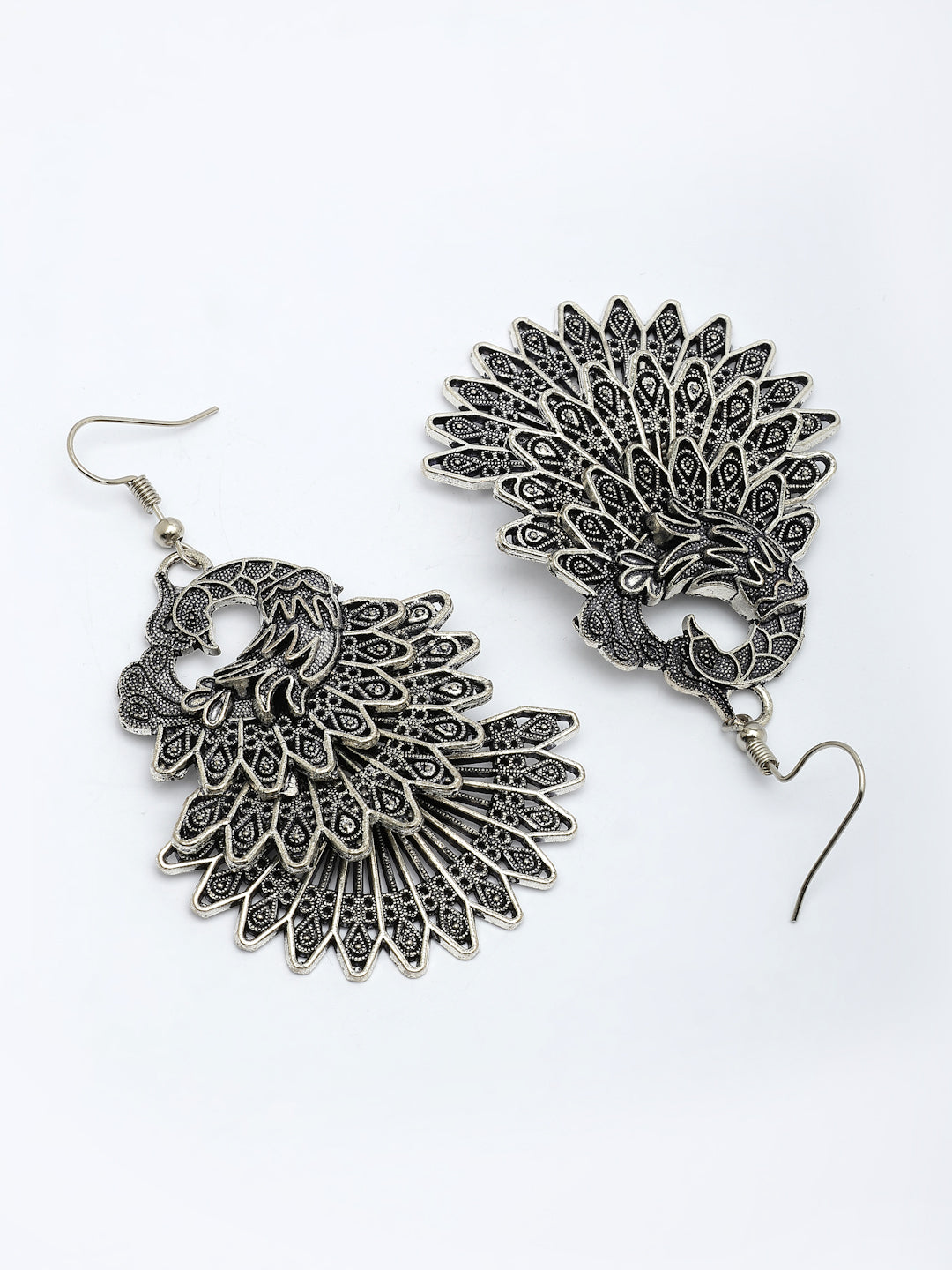 Set of 3 Silver Plated Oxidized Traditional Jhumka and Stud Earrings