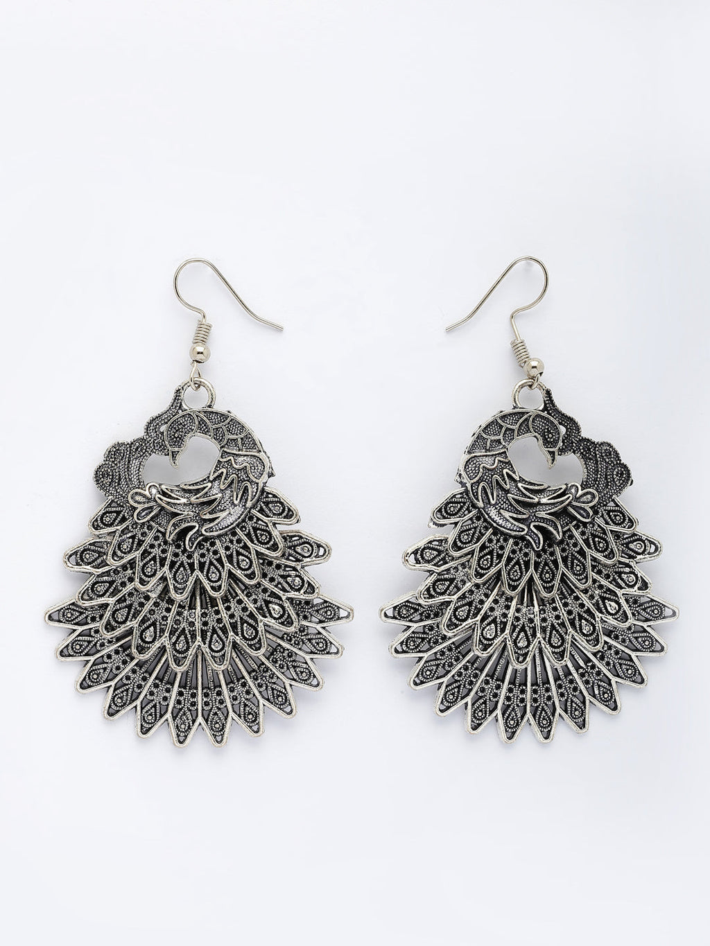 Set of 3 Silver Plated Oxidized Traditional Jhumka and Stud Earrings