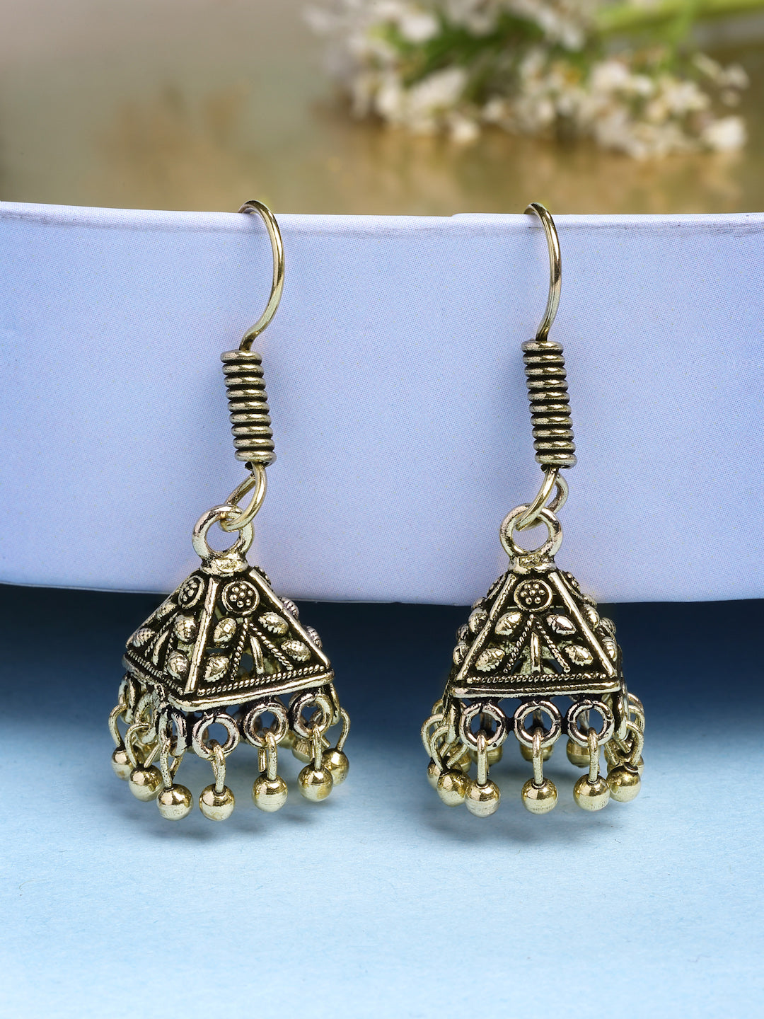 Set of 3 Oxidized Traditional Earrings: Bohemian Gold & Silver