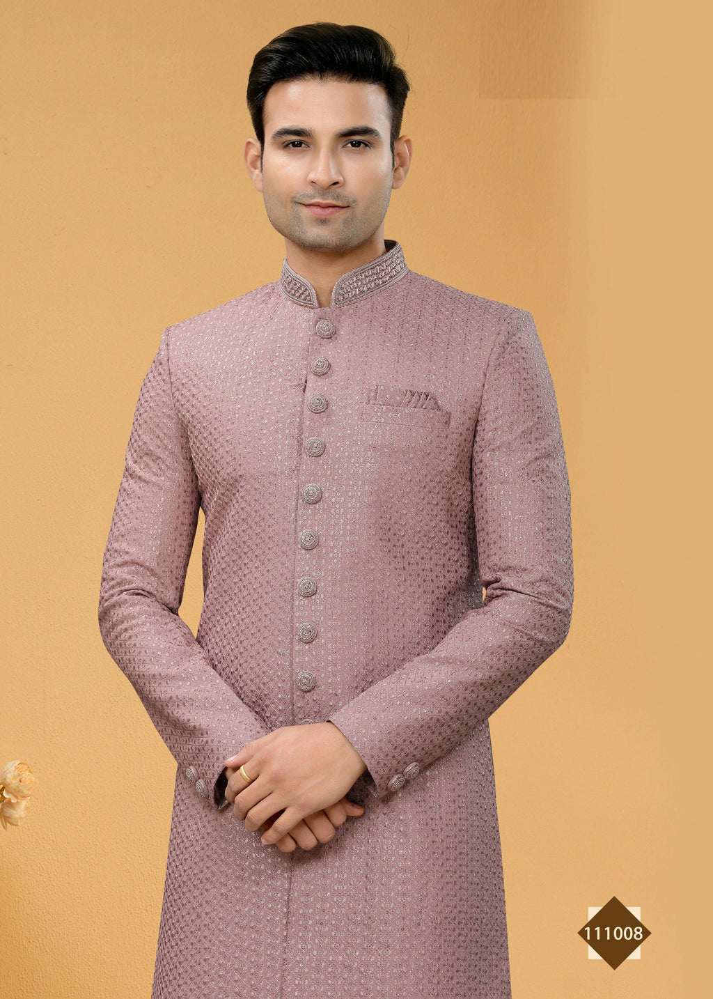 Boys Light Purple Plain Kurta Pyjama Set for Special Events