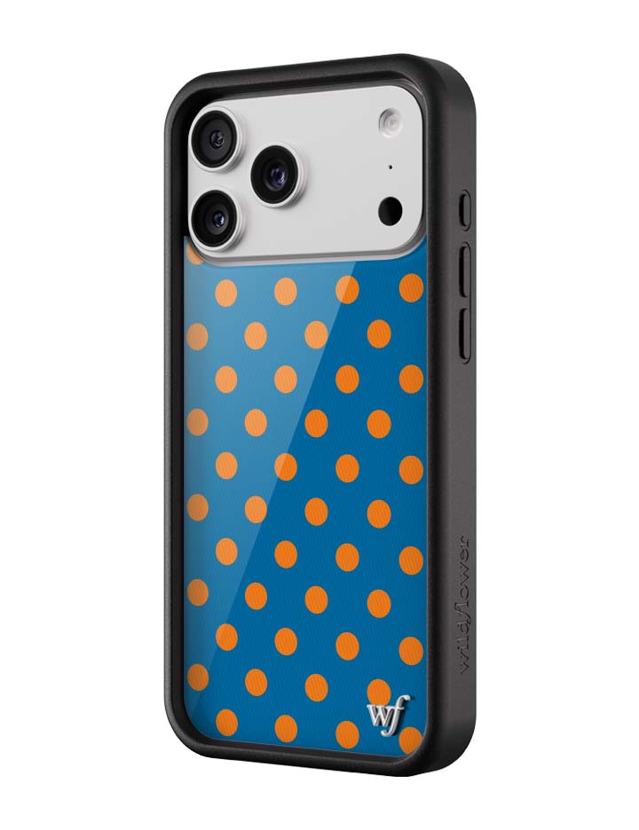 Blue and Orange Polka Dot Protective iPhone Case - Image 2