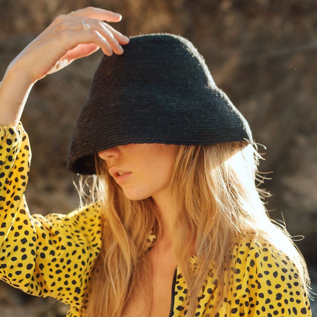 The Naomi Jute Straw Hat in Black