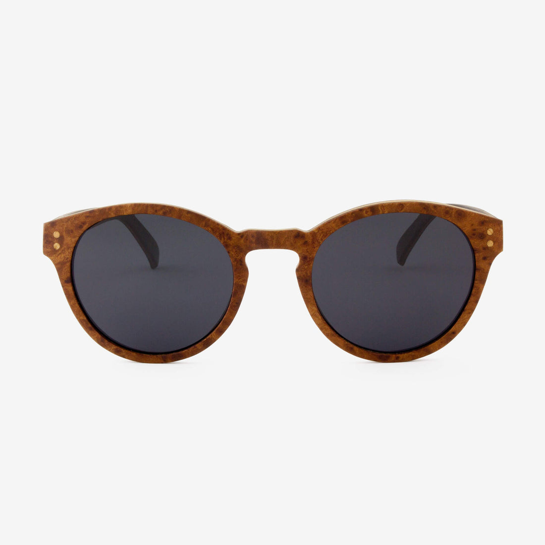 Unisex Nassau wood sunglasses in brown and black minimalist frame style
