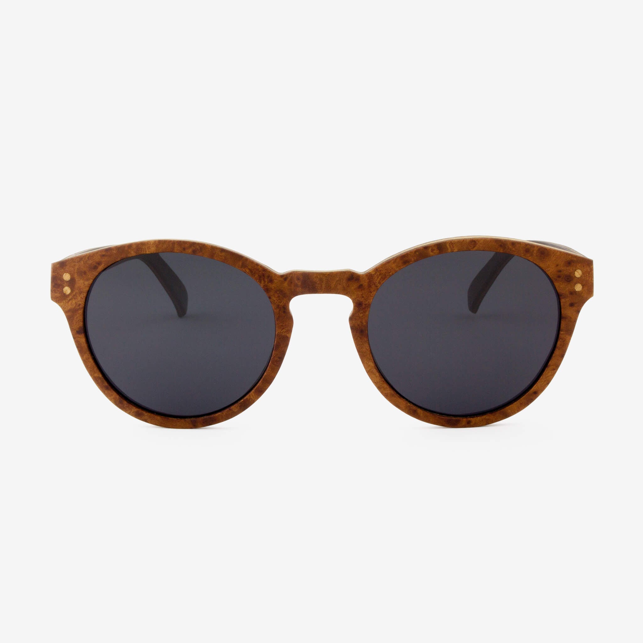 Unisex Nassau wood sunglasses in brown and black minimalist frame style