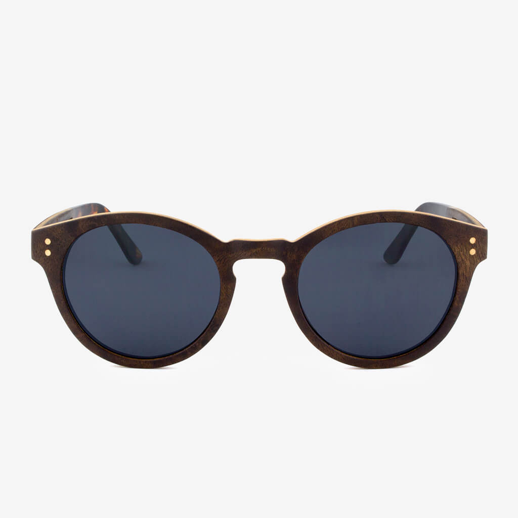 Nassau Wood Sunglasses - Unisex Minimalist Natural Grain Frames