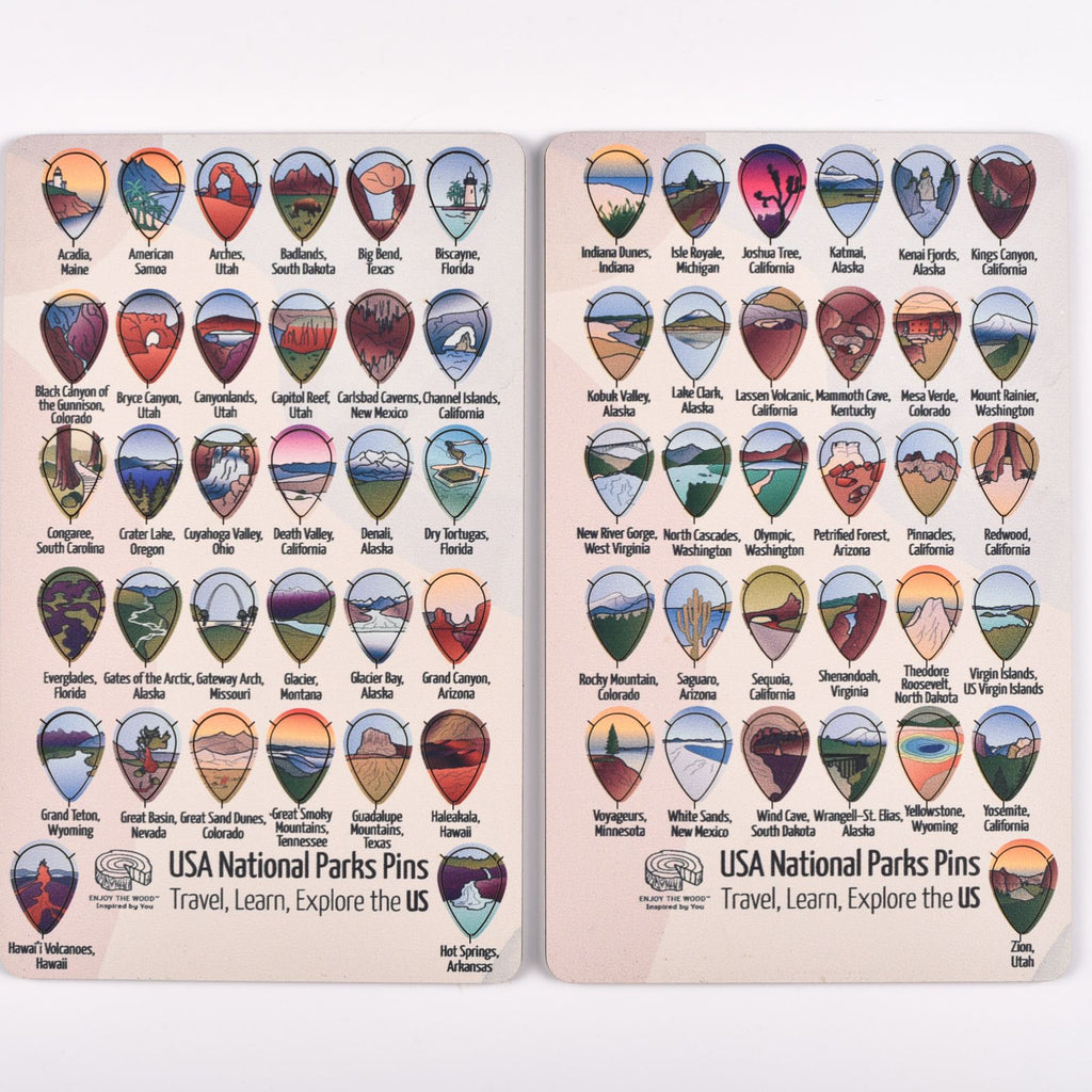 National Parks Sticky Pins: Nature-Inspired Travel Wall Art