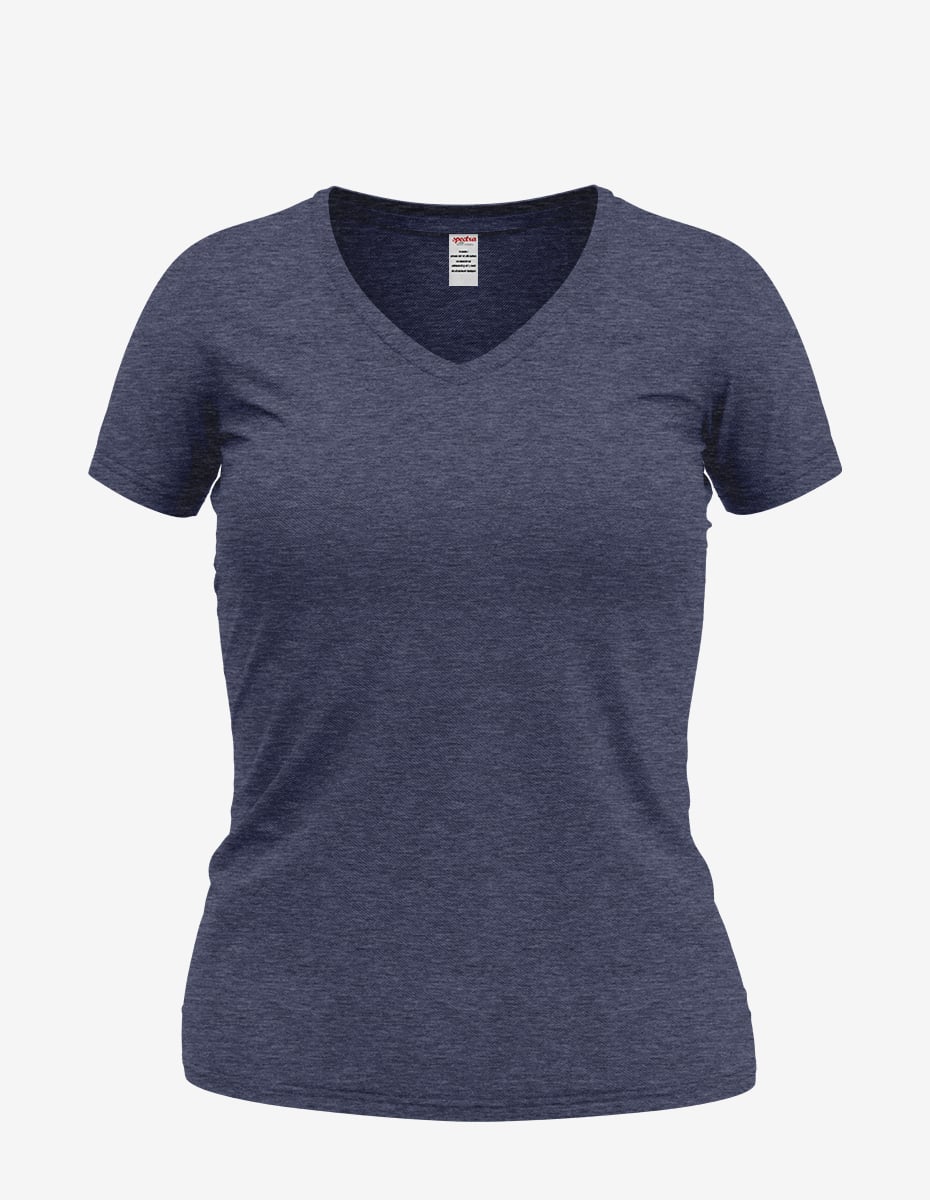 Women's Dark Grey V-Neck Short Sleeve Basic Everyday Tee - Image 13