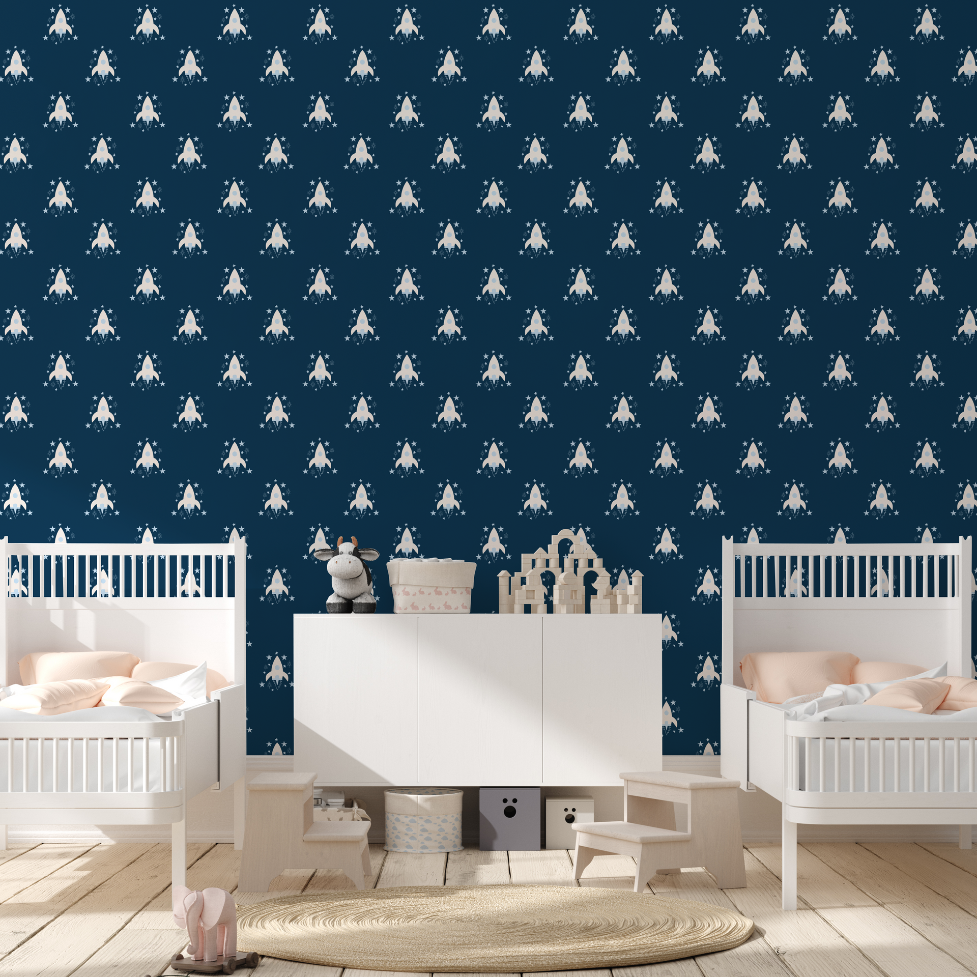 Ryan Geometric Removable Wallpaper in Mint, Lavender and Navy