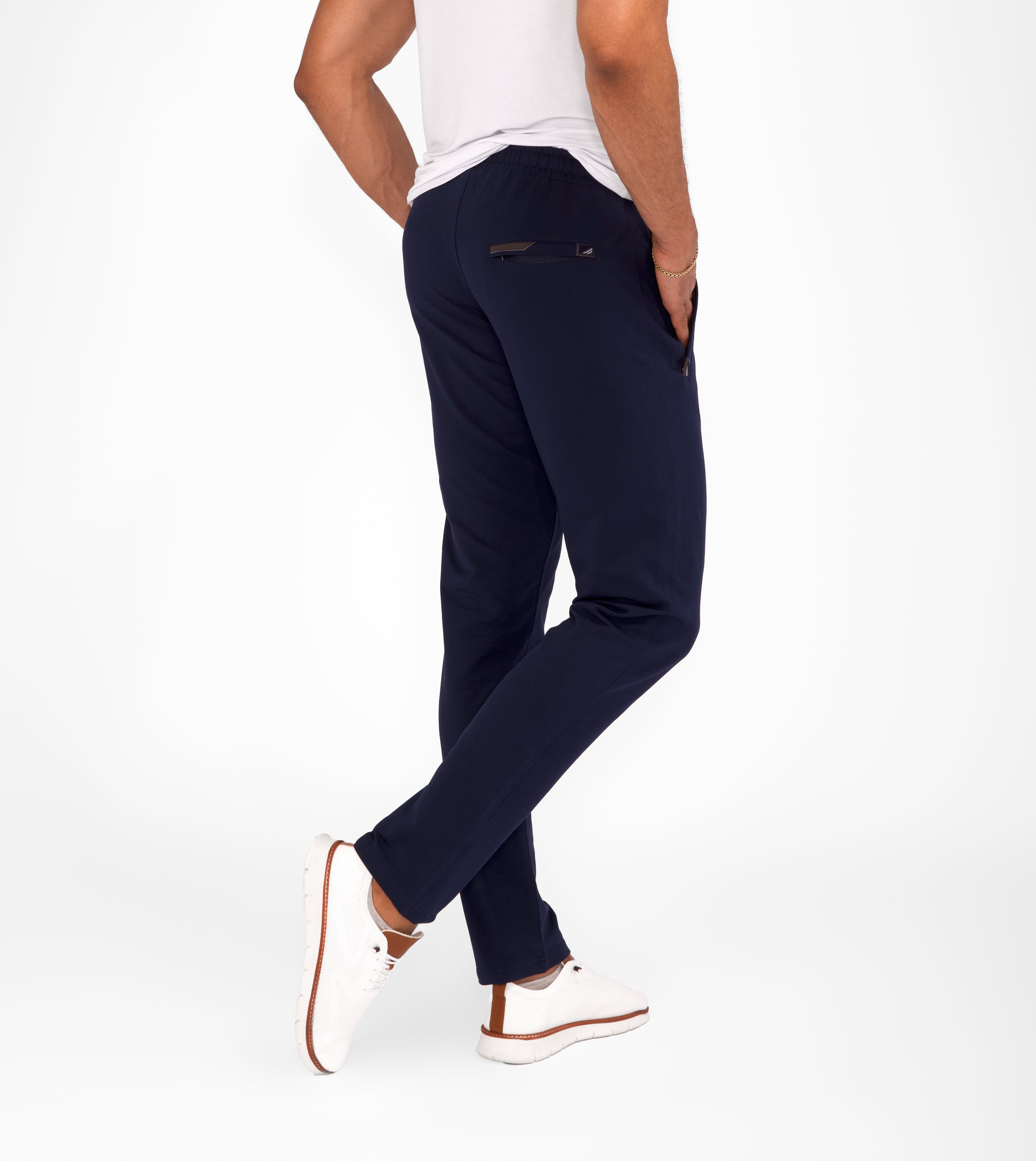 Navy Blue Athletic Tapered Jogger Pants for Tall Men - Image 4