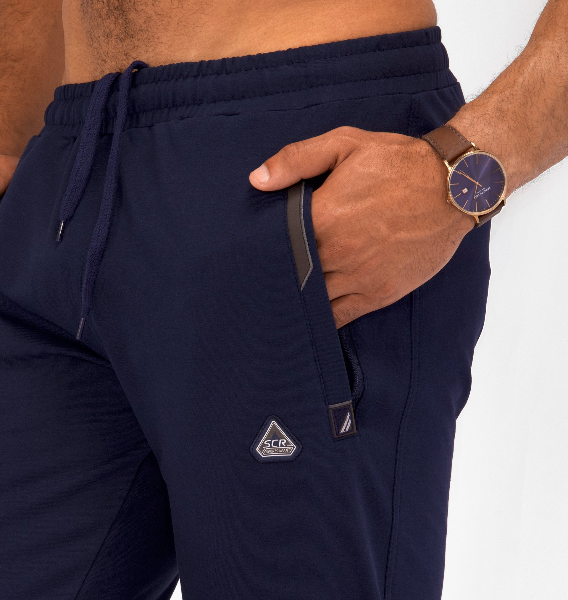 Navy Blue Athletic Tapered Jogger Pants for Tall Men - Image 2