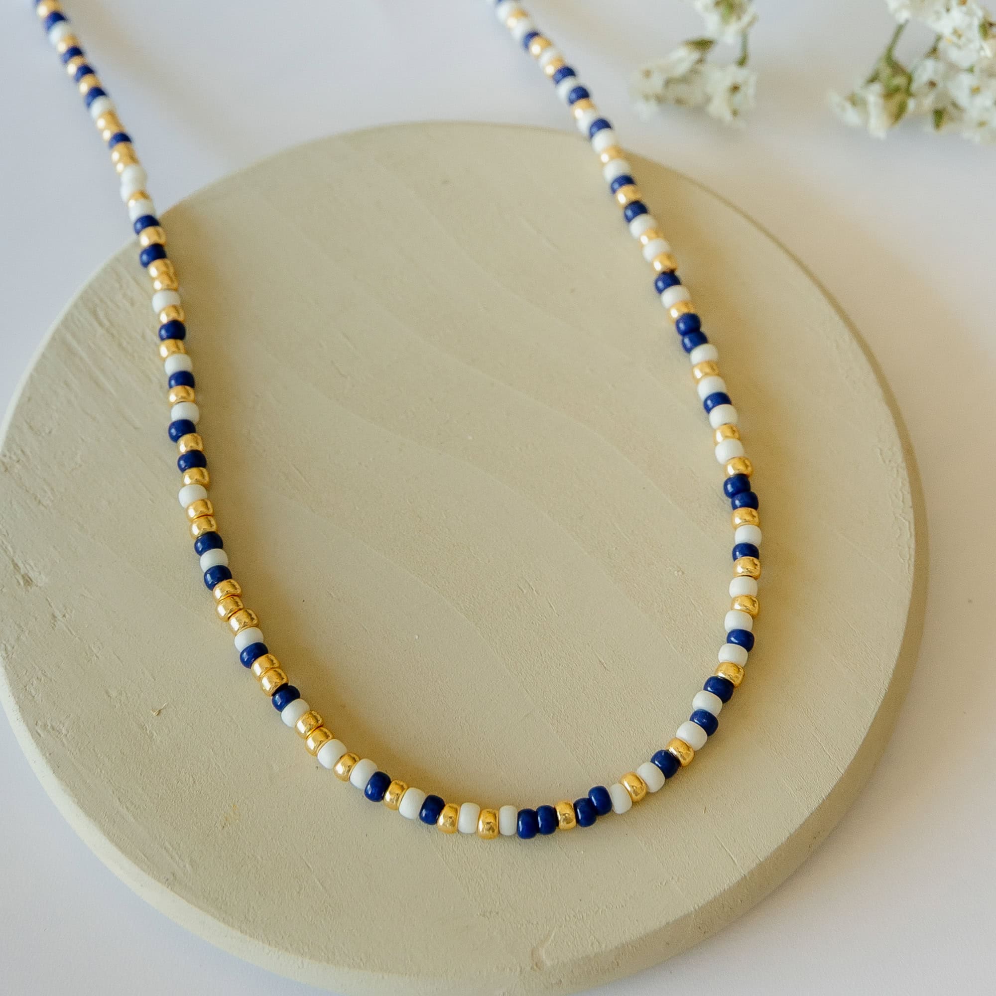 Navy Neve Beaded Necklace