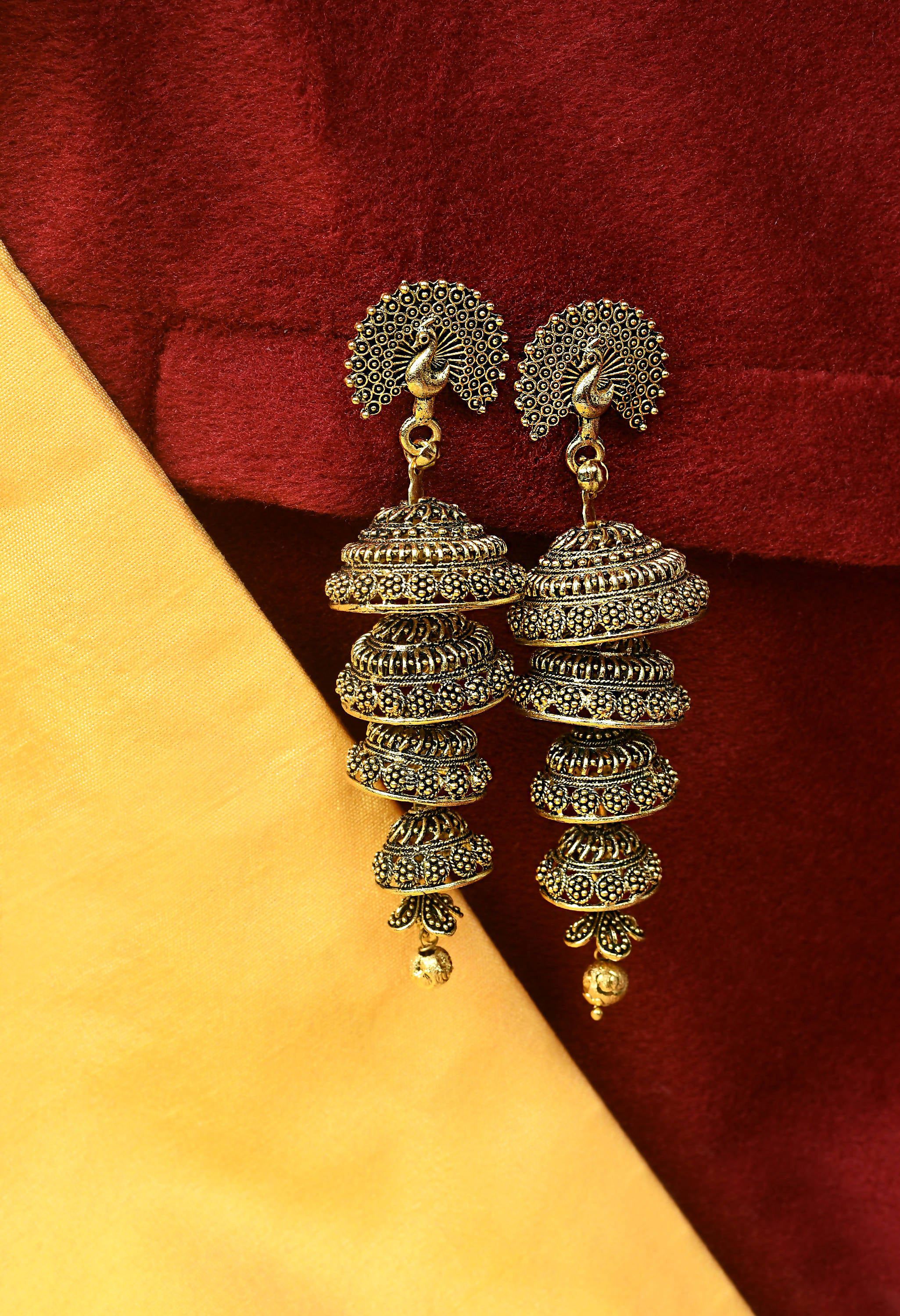 Peacock Design Golden Colour Earrings for Women