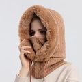 Women's Knitted Cashmere Winter Cap and Mask Set