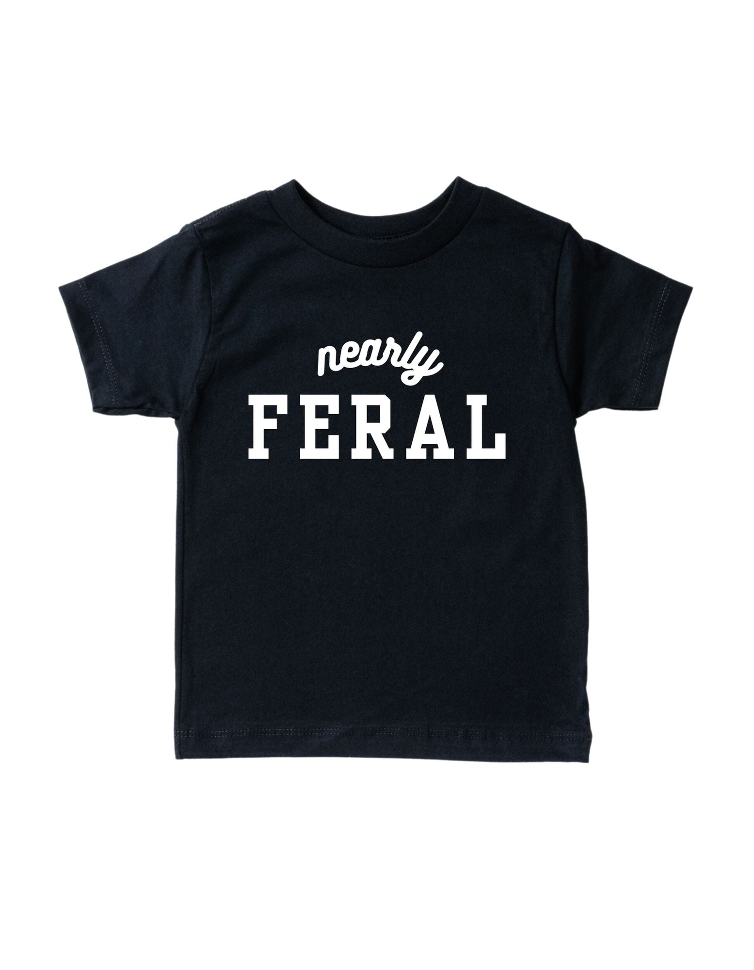 Nearly Feral Minimalist Tee - Off-White & Black Cotton Top