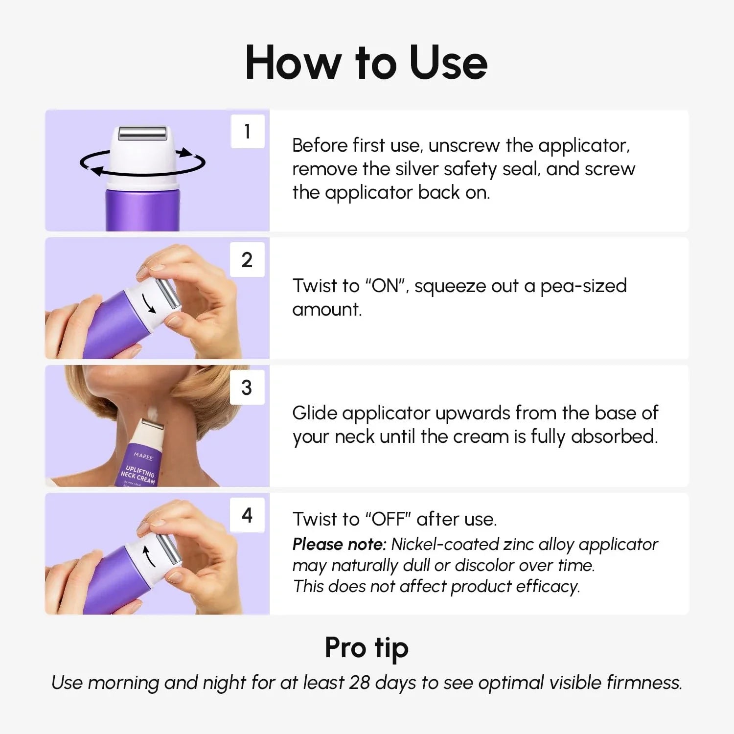 Retinol Neck Firming Cream with Built-in Massaging Applicator - Image 3