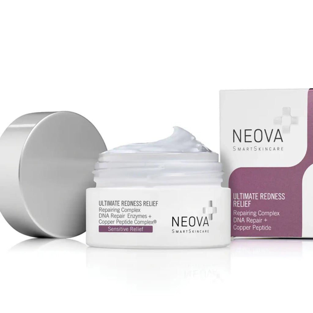 Neova Ultimate Redness Relief 1.7 Oz jar in clinical white and silver packaging