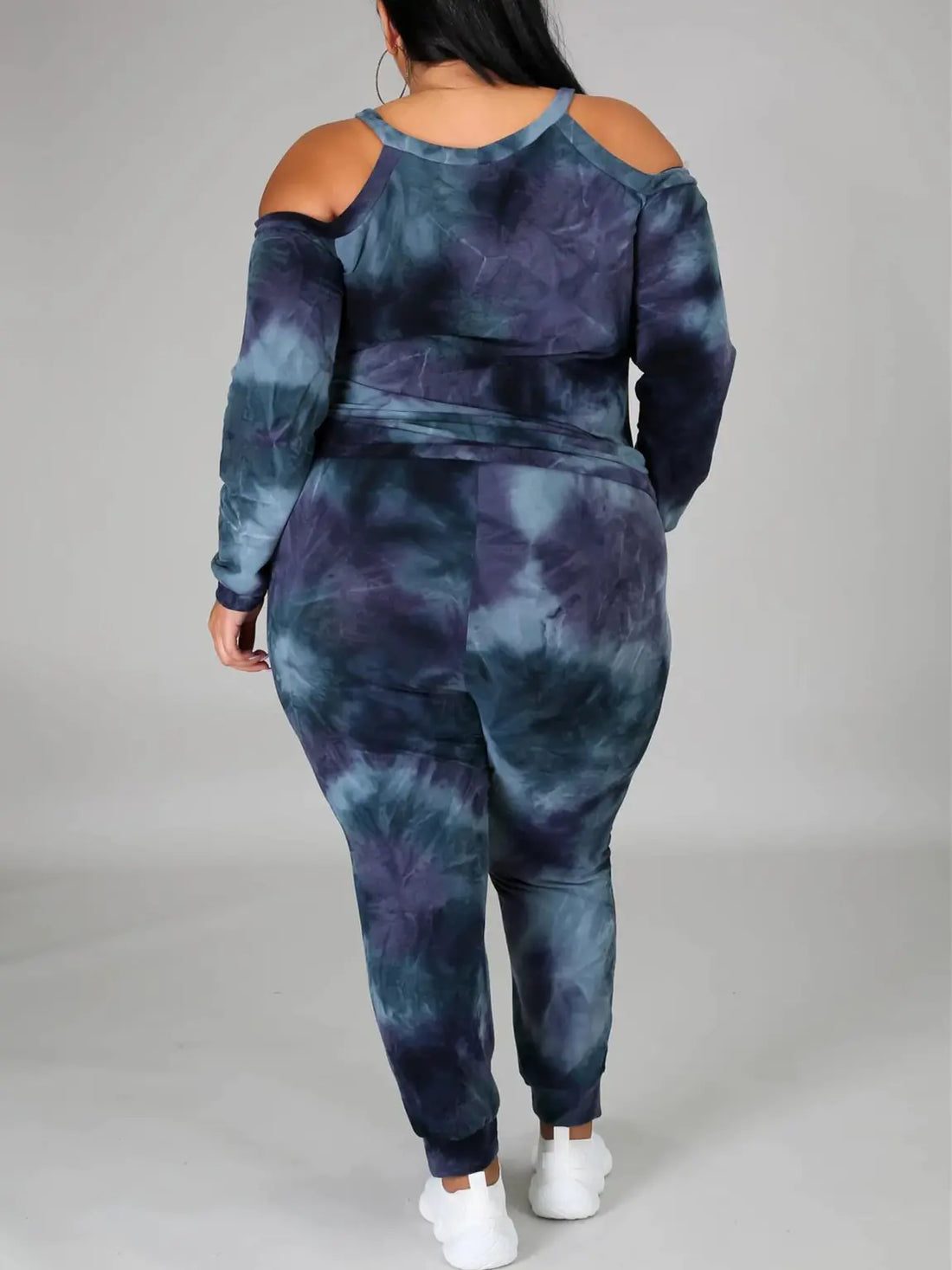 Women's Plus Size Off Shoulder Tie Dye Casual Suit