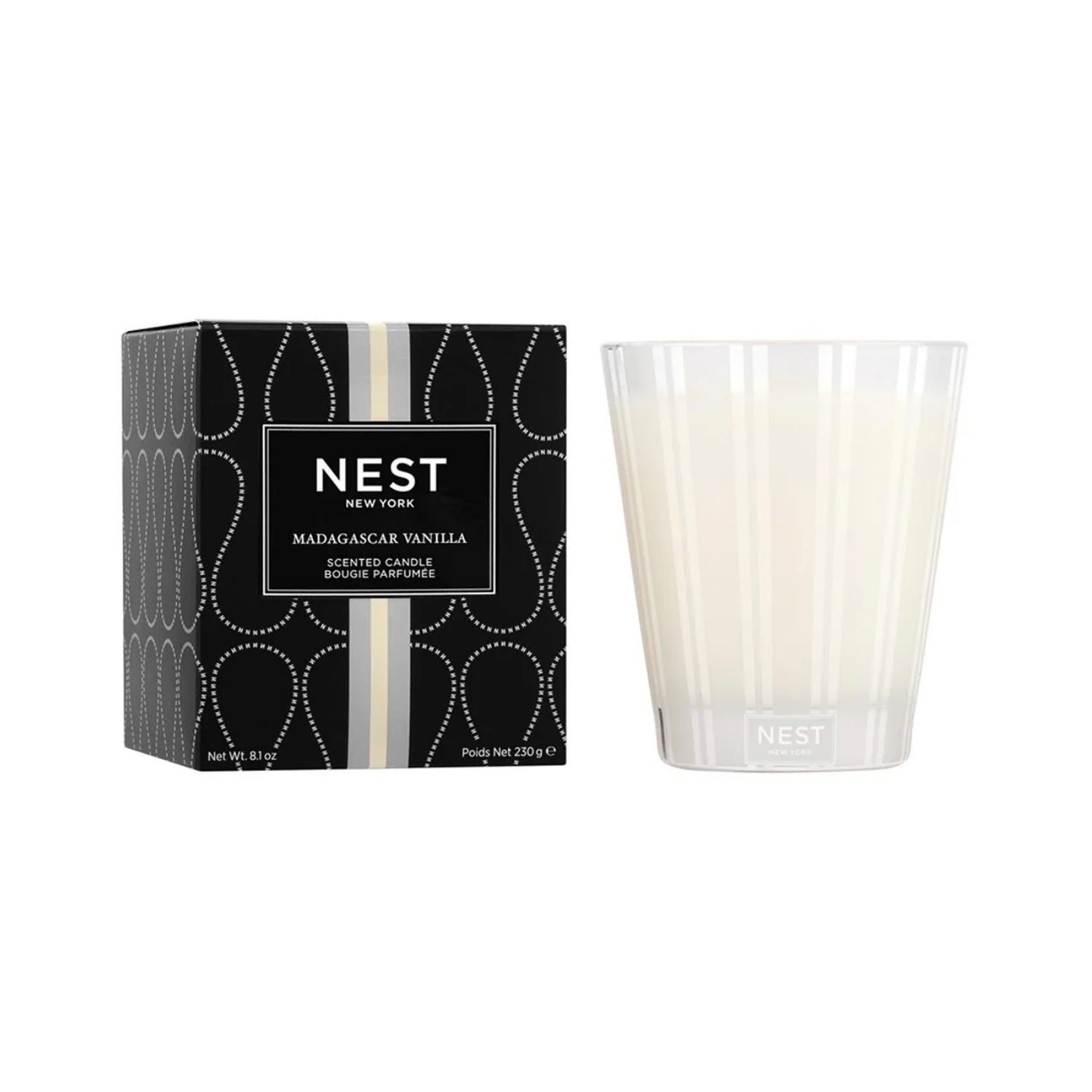 Striped glass Madagascar Vanilla scented candle