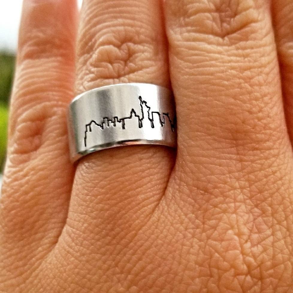 New York City Skyline Aluminum Open Ring