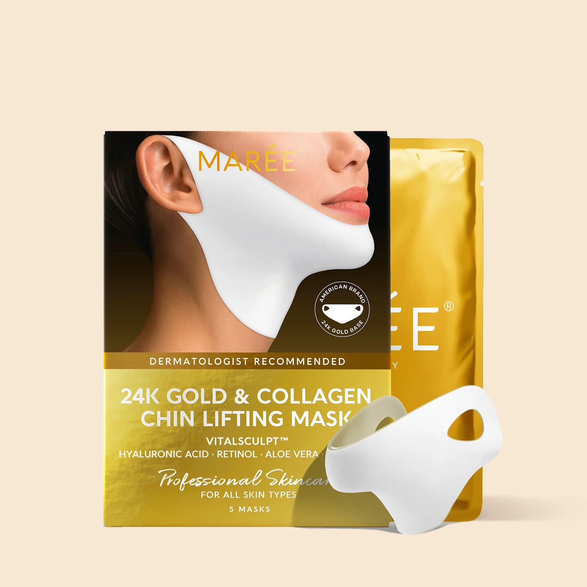 24K Gold Collagen V-Line Lifting Mask for Jawline and Neck - Image 14