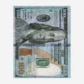 Oversized beach towel featuring a realistic 100 dollar bill graphic print