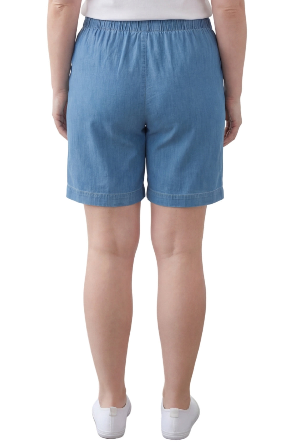 Women's Pull-On Denim and Twill Shorts with Elastic Waist