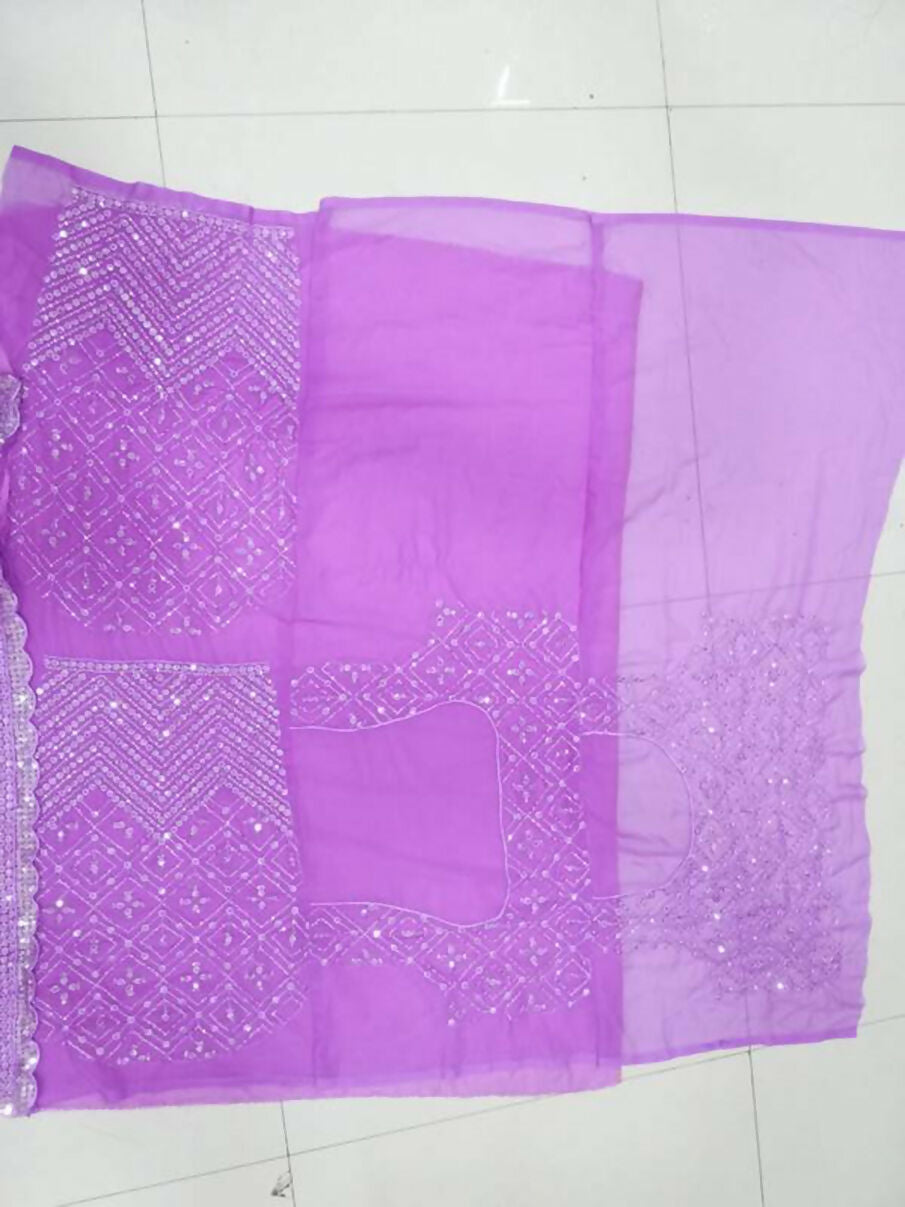 Lavender Faux Georgette Lehenga Choli with Sequin Embroidery