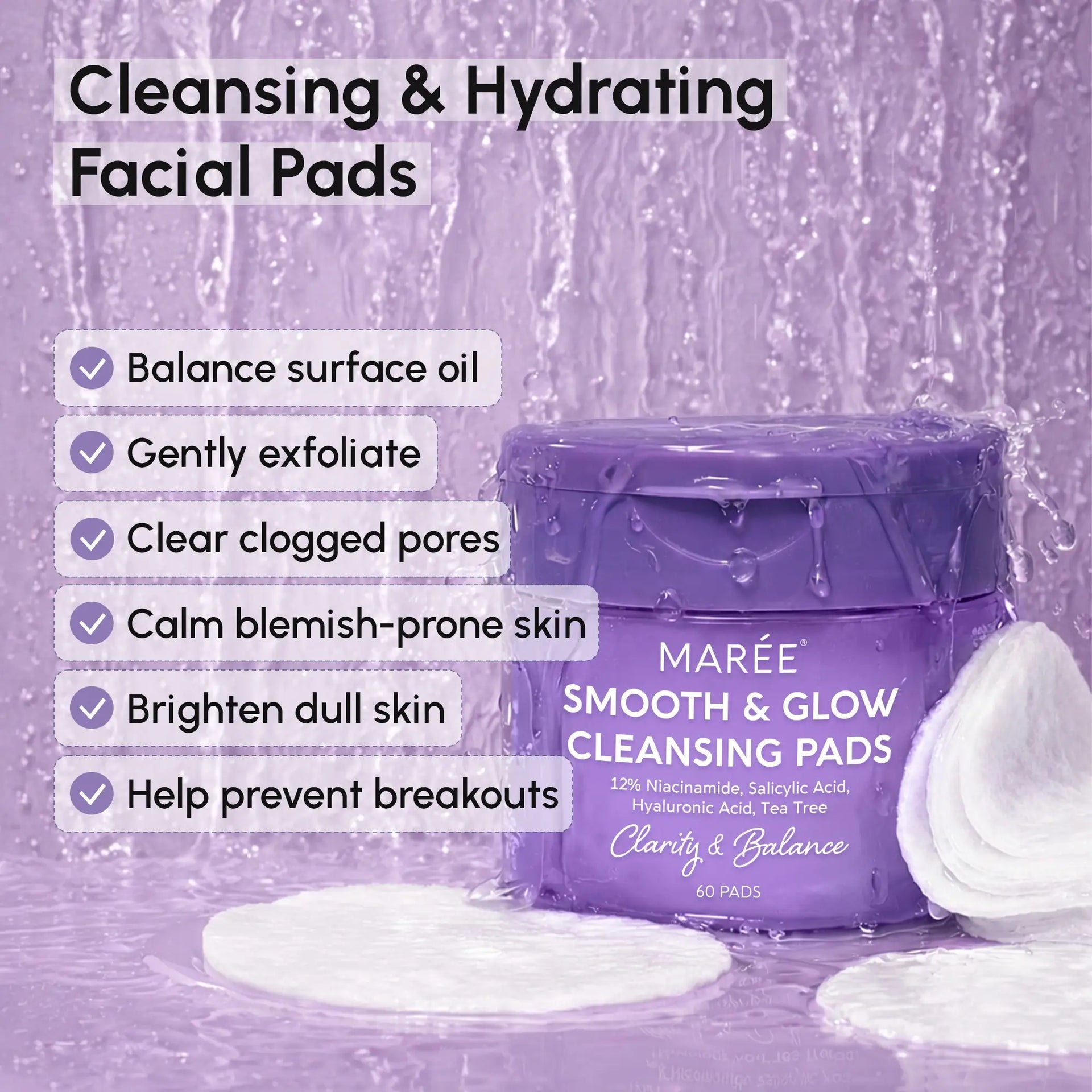 12% Niacinamide Smooth and Glow Cleansing Pads for Radiant Skin - Image 3