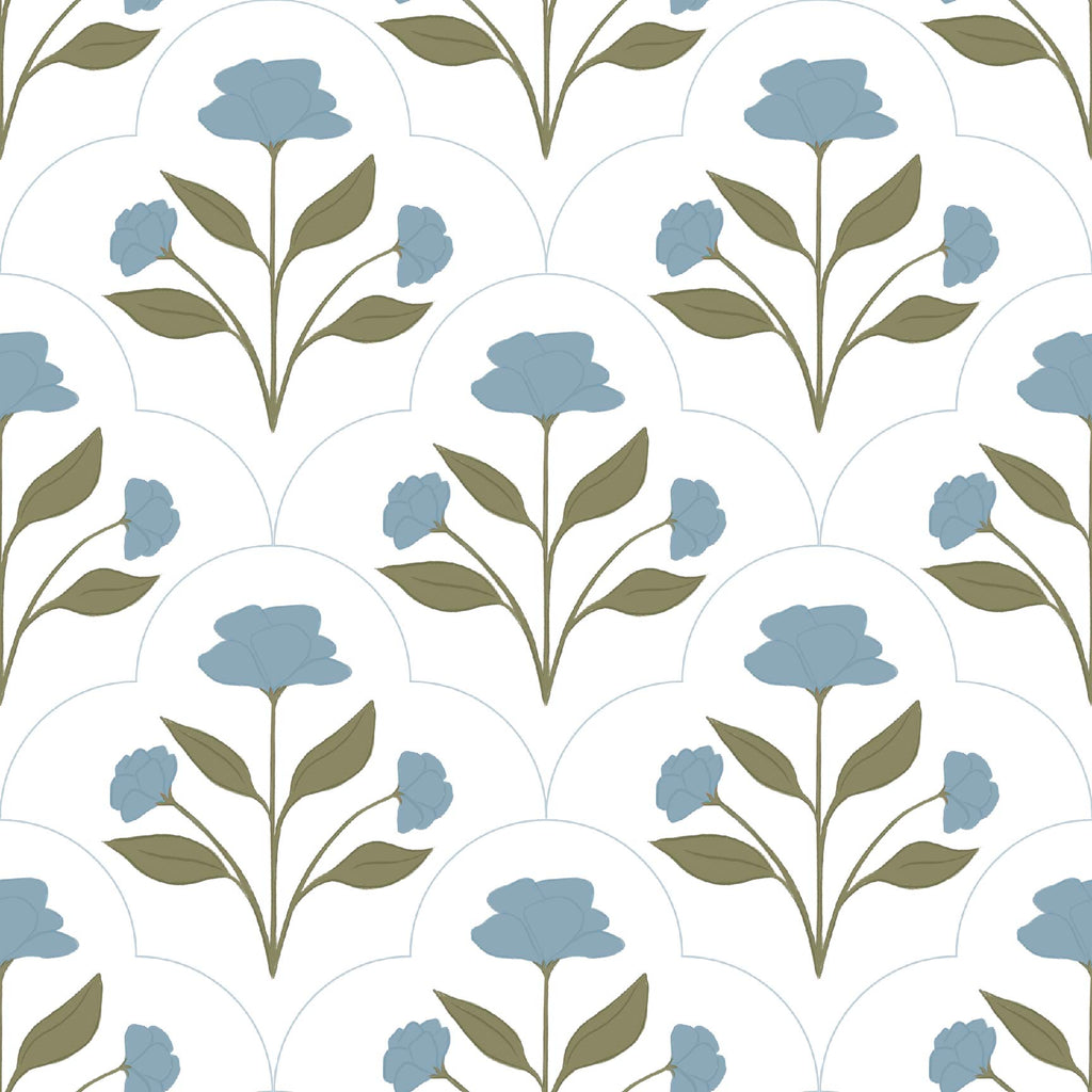 Nicole Bohemian Floral Removable Wallpaper - White and Terracotta