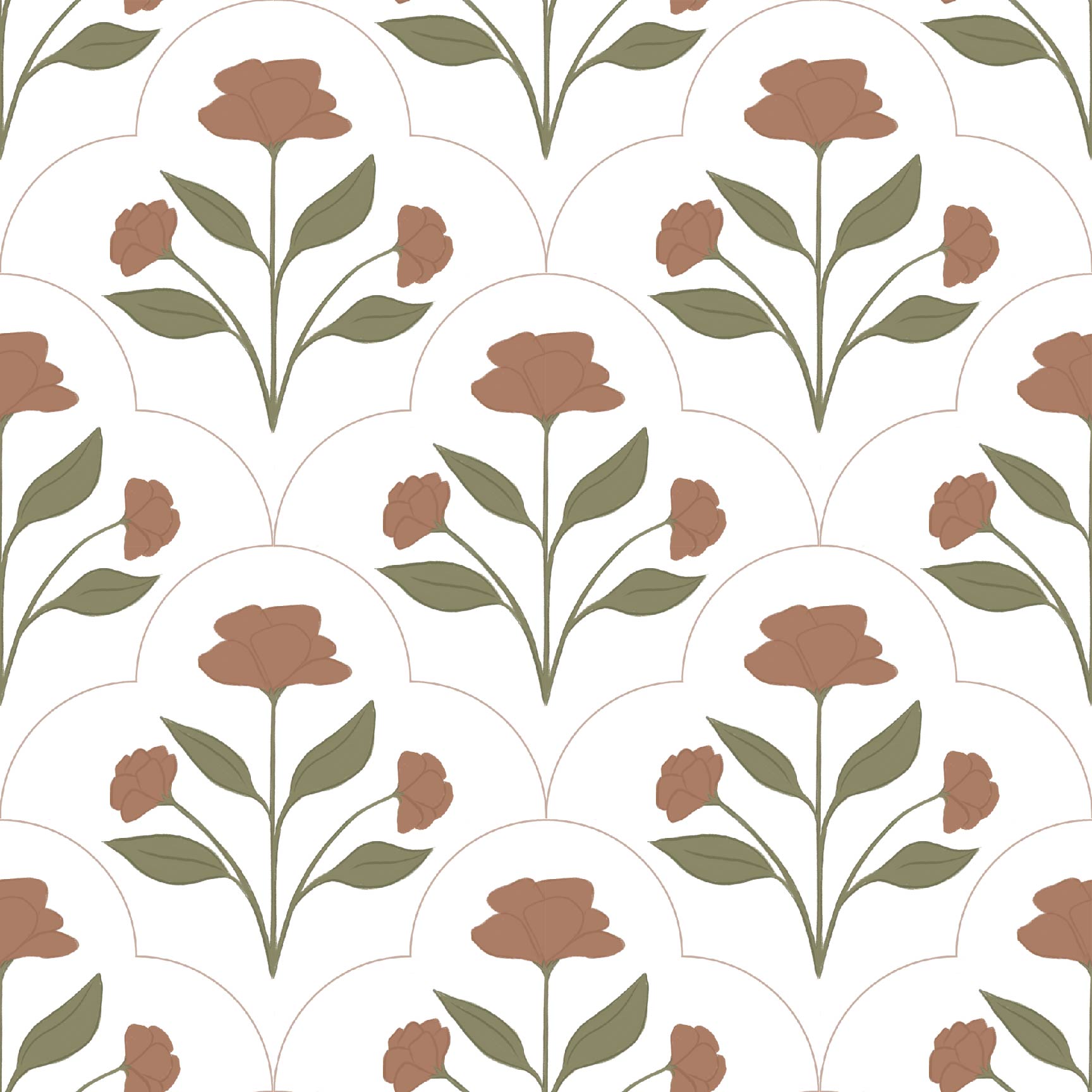 Nicole Bohemian Floral Removable Wallpaper - White and Terracotta