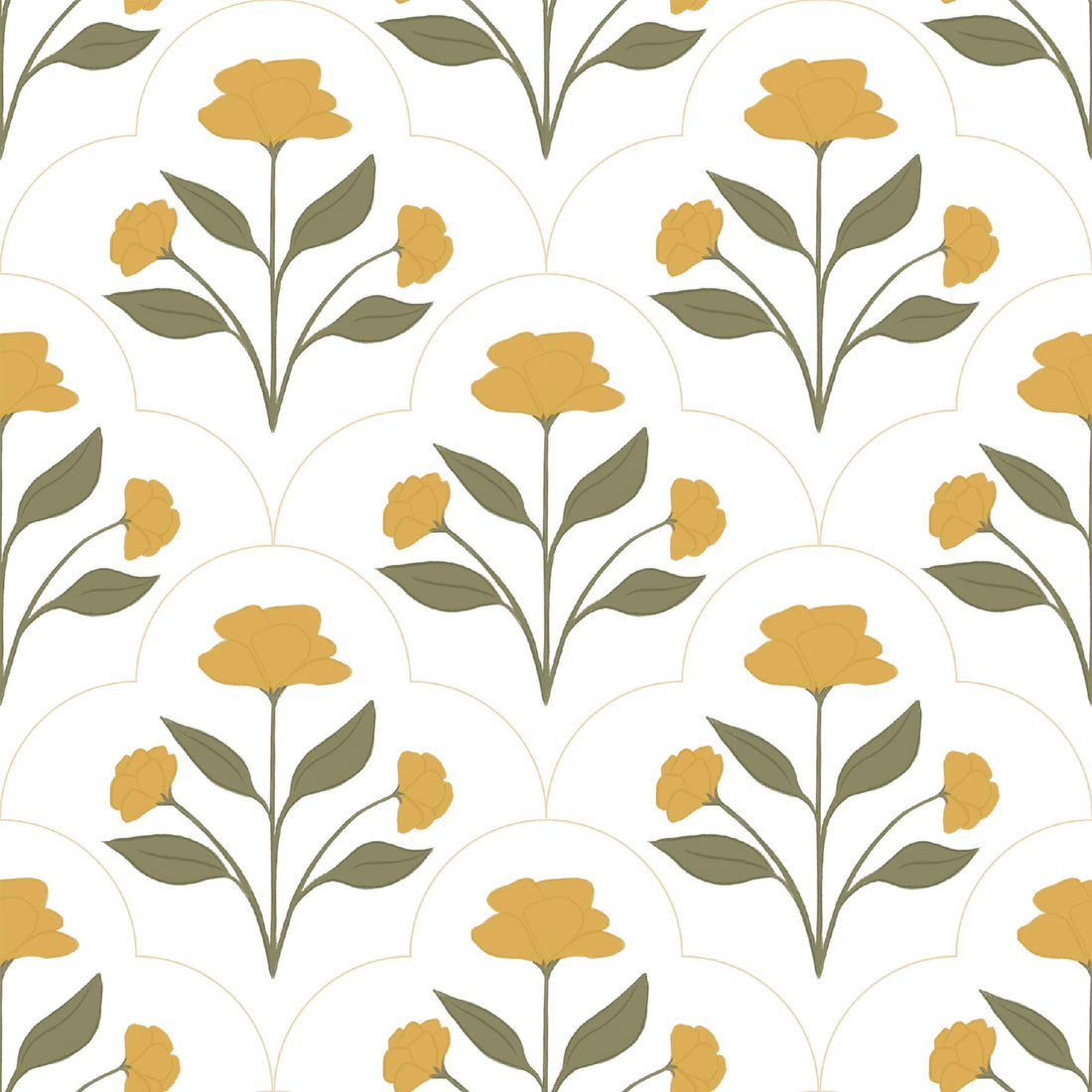 Nicole Bohemian Floral Removable Wallpaper - White and Terracotta