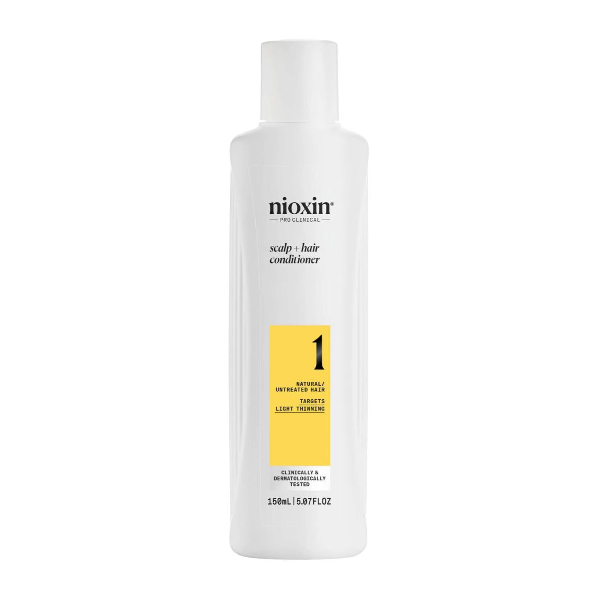 White bottle of Nioxin System 1 Scalp Therapy Conditioner for light thinning hair