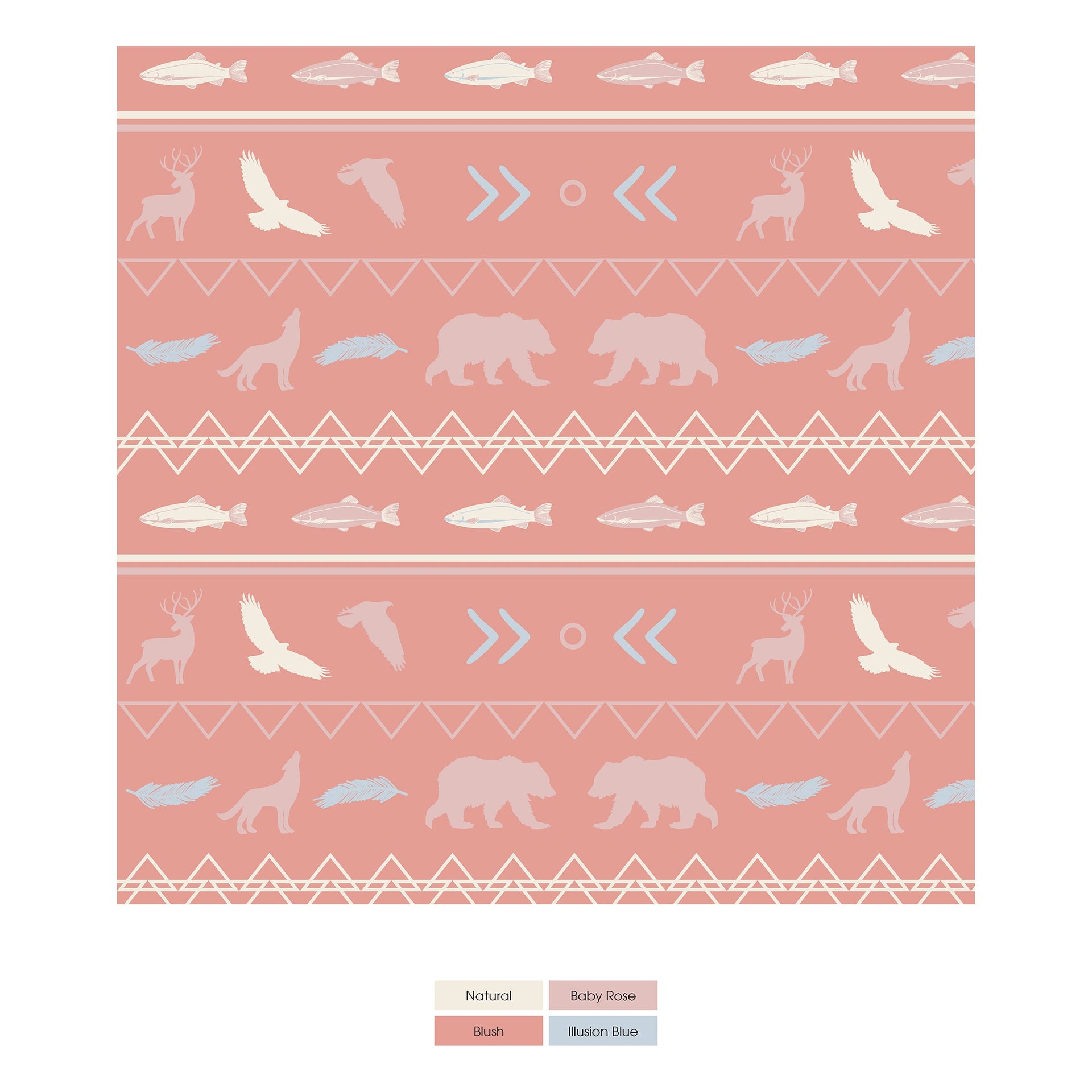 Print Convertible Sleeper with Zipper in Blush Native Tribal Lore