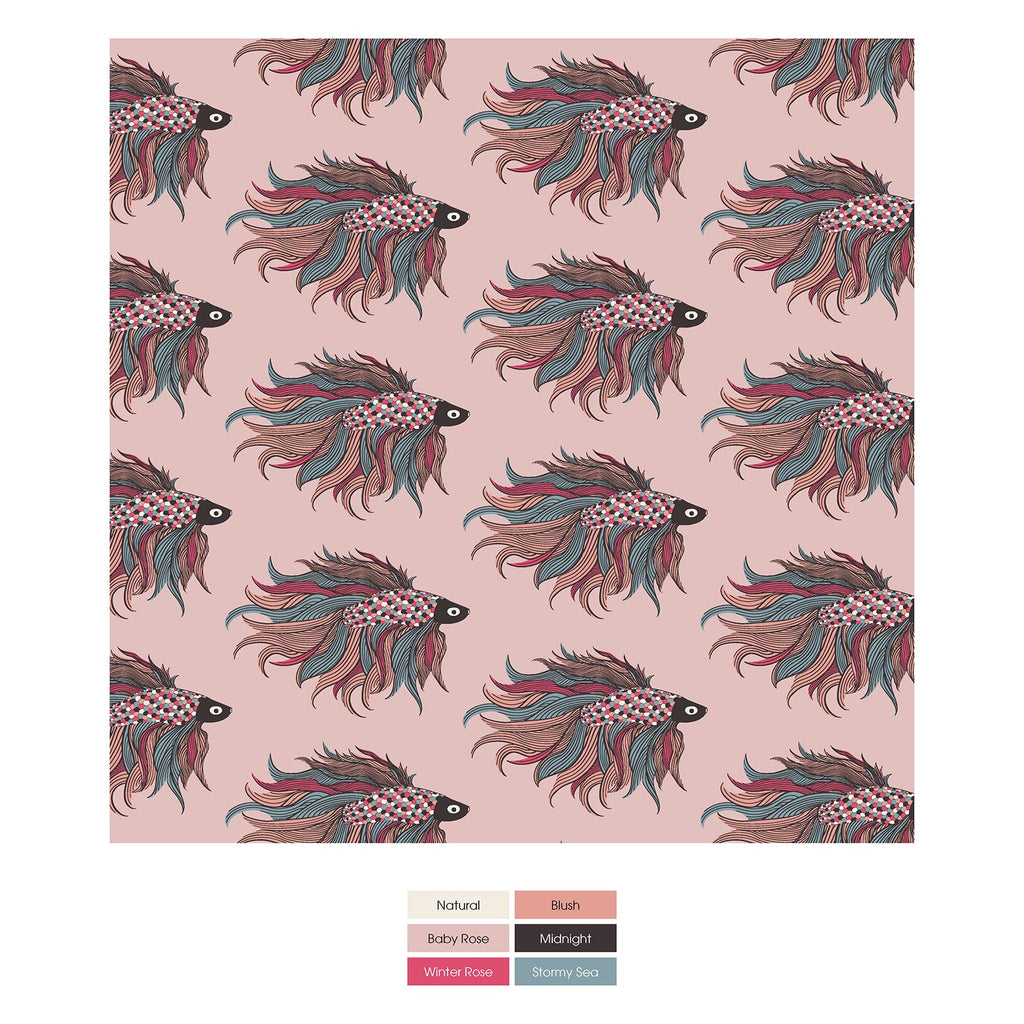 Print Convertible Sleeper with Zipper in Baby Rose Rainbow Fish