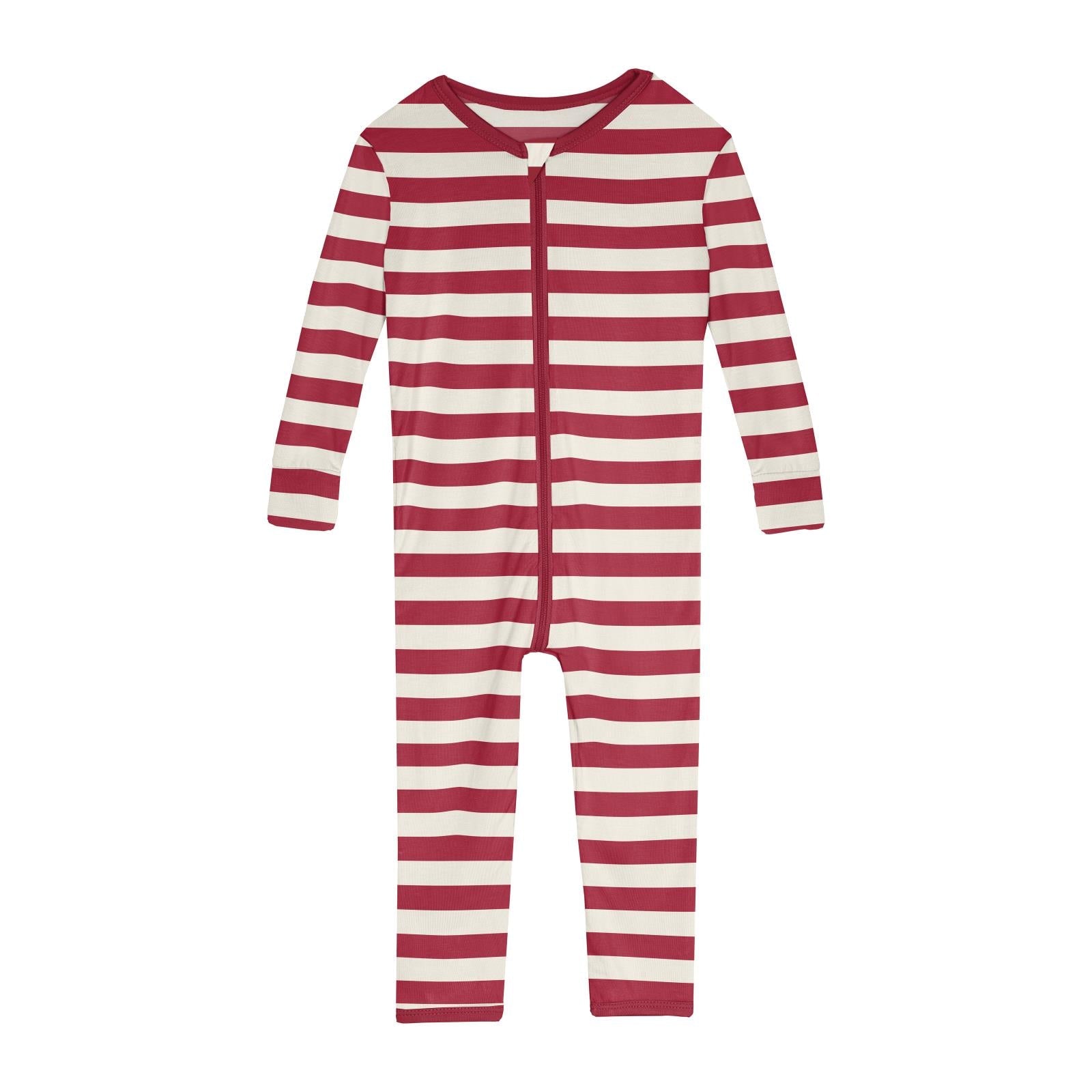 Print Convertible Sleeper with Zipper in Classic Candy Cane Stripe