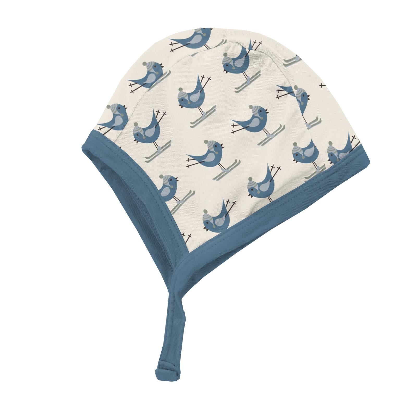 Print Aviator Hat in Natural Ski Birds
