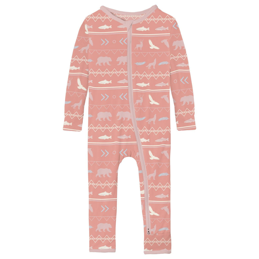Print Coverall with 2 Way Zipper in Blush Native Tribal Lore