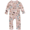 Print Coverall with 2 Way Zipper in Baby Rose Arctic Animals