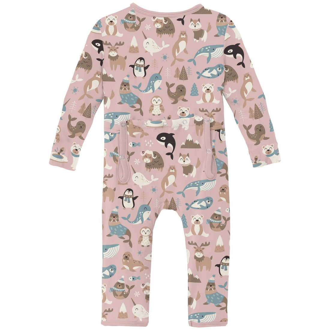 Print Coverall with 2 Way Zipper in Baby Rose Arctic Animals
