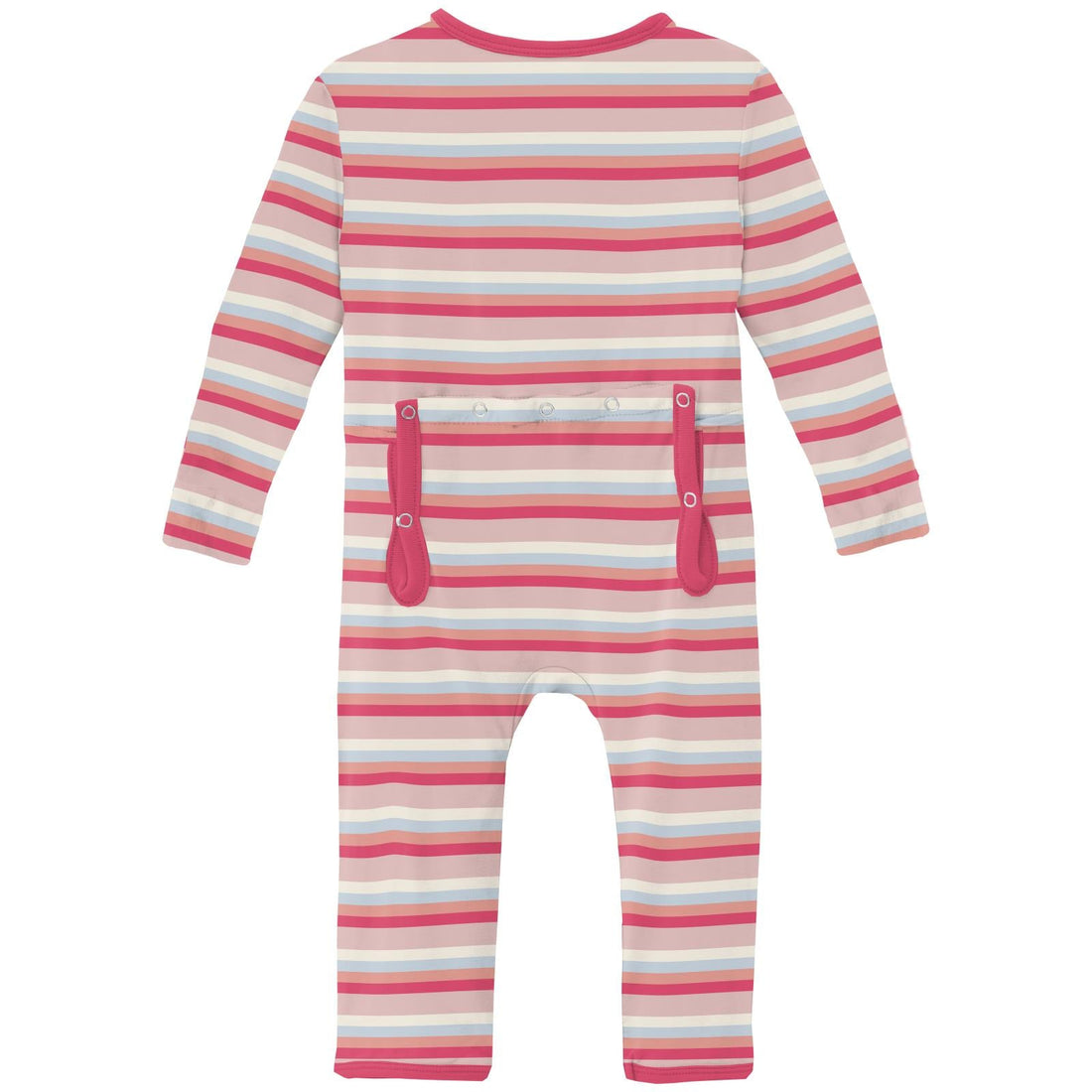 Print Coverall with 2 Way Zipper in Baby Rose Stripe