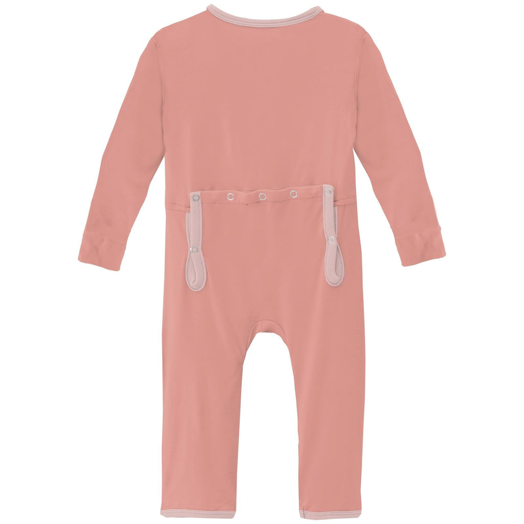 Coverall with 2 Way Zipper in Blush with Baby Rose