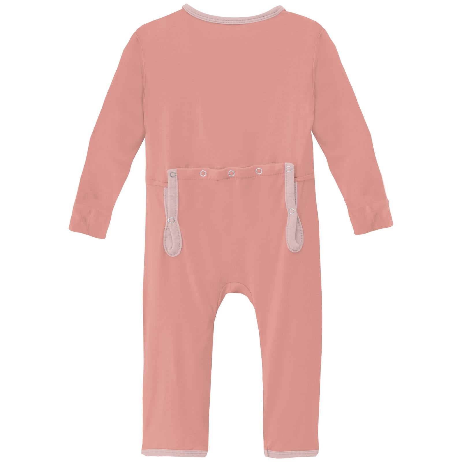 Coverall with 2 Way Zipper in Blush with Baby Rose
