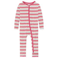 Print Coverall with 2 Way Zipper in Baby Rose Stripe